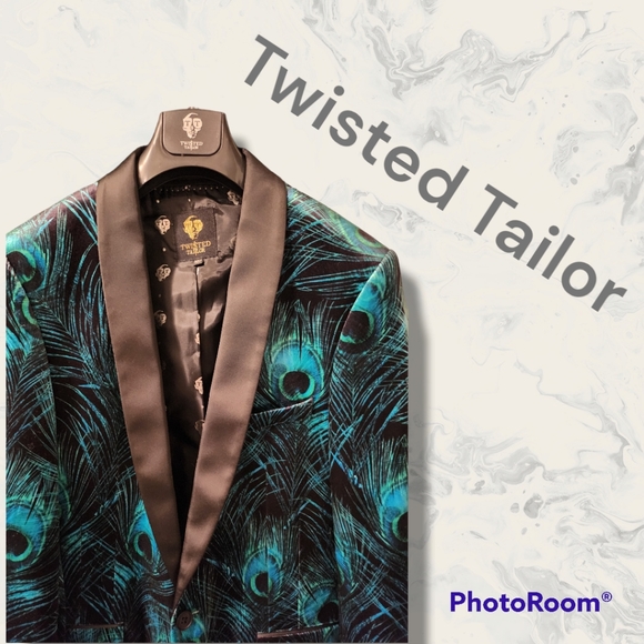 🦚🇬🇧 🆕️Twisted Tailor NWT Peacocks Velvet Dinner Jacket Size 38R - Picture 3 of 8